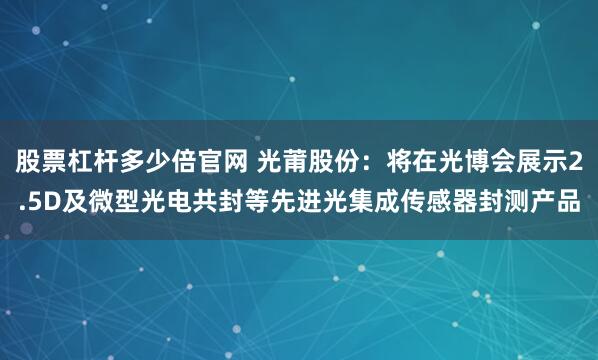 股票杠杆多少倍官网 光莆股份：将在光博会展示2.5D及微型光电共封等先进光集成传感器封测产品